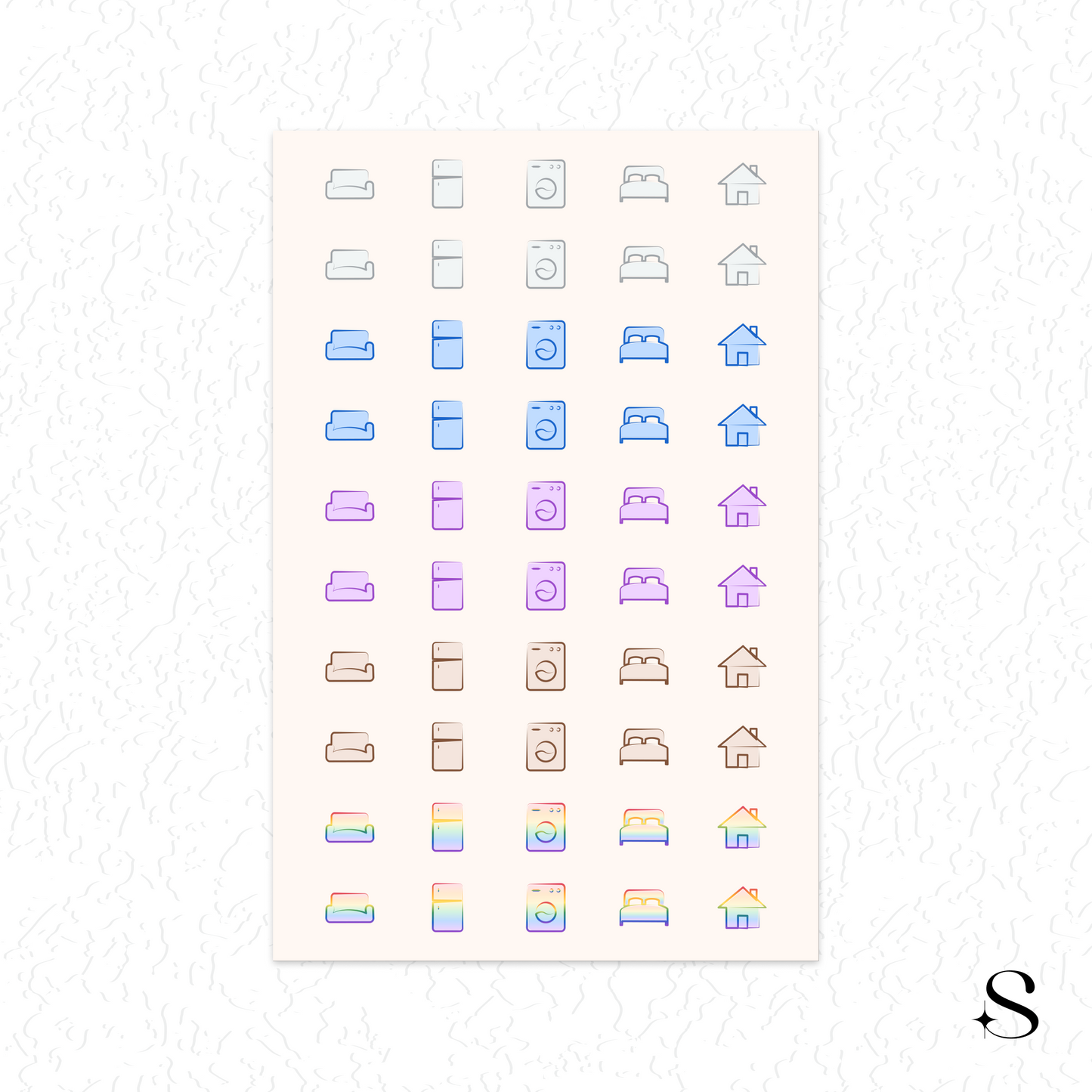 Line Icon Stickers - Home