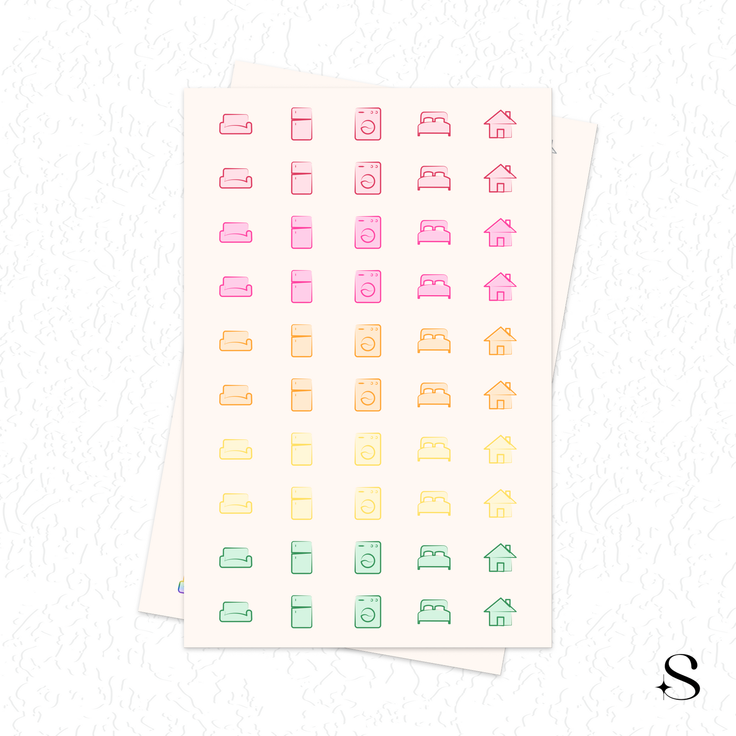 Line Icon Stickers - Home