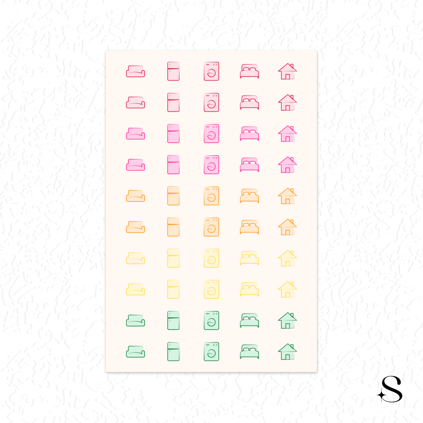 Line Icon Stickers - Home