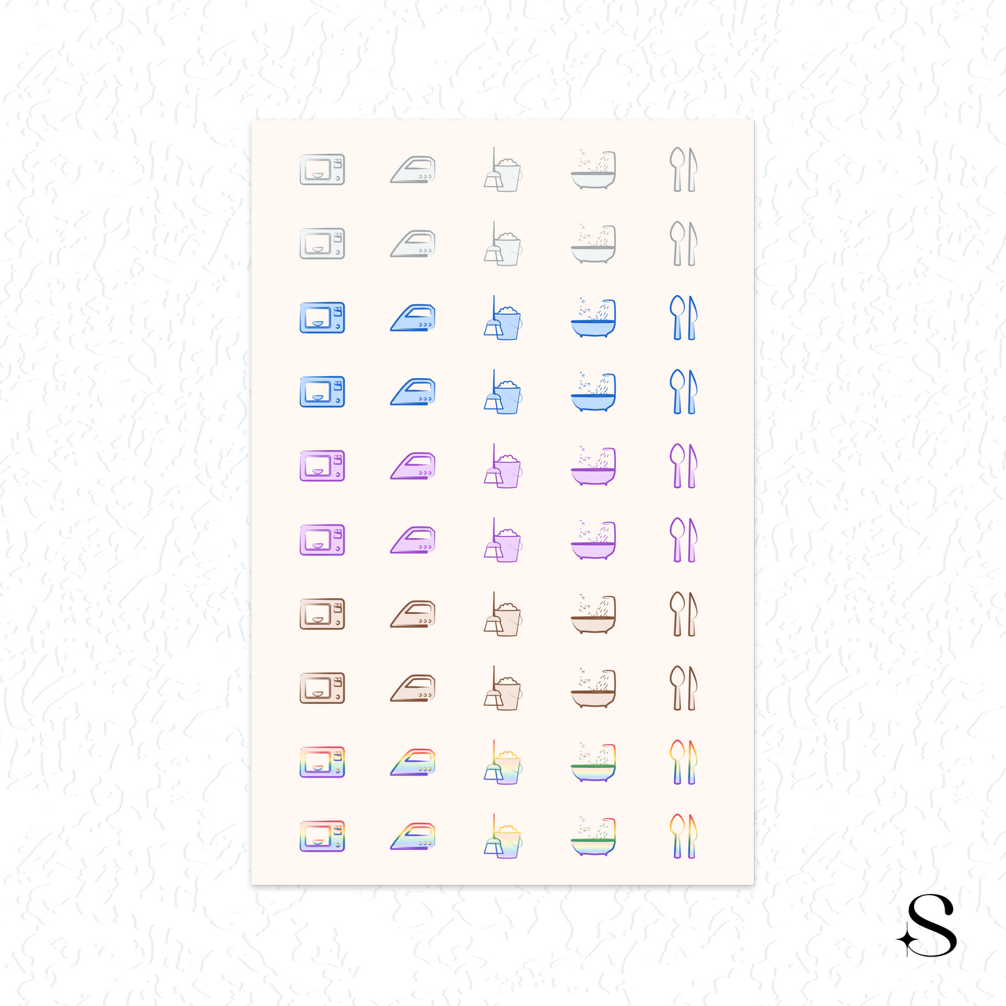 Line Icon Stickers - Food and clean