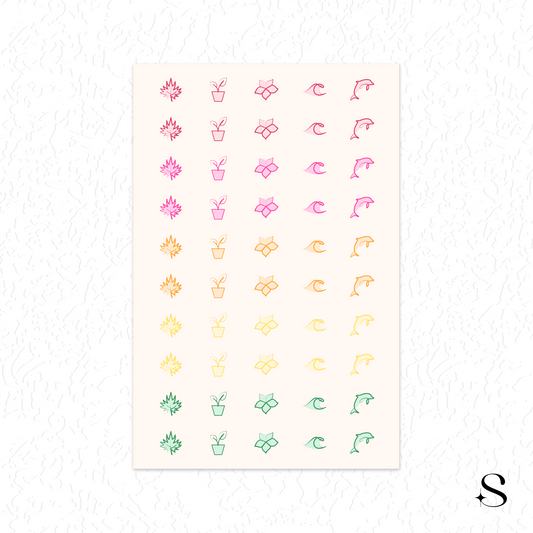 Line Icon Stickers - Nature