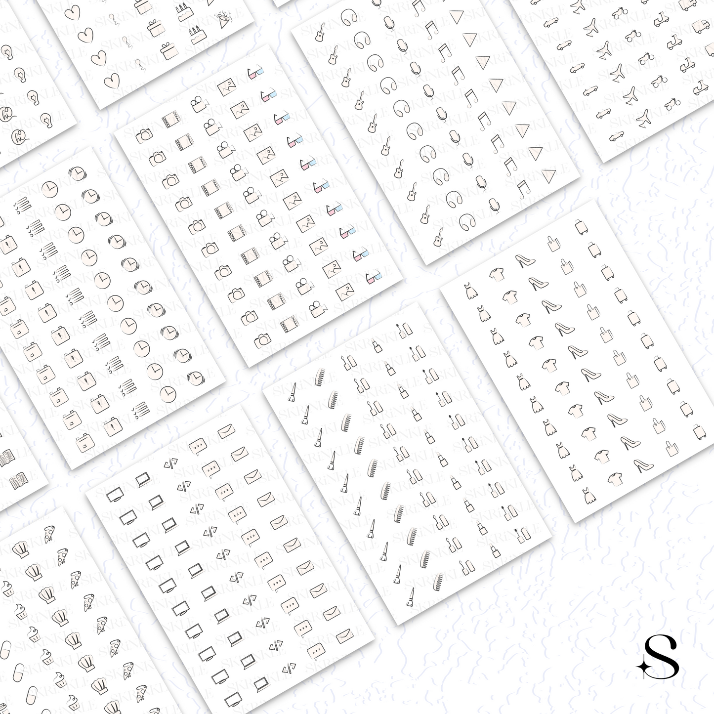 various cute journal stickers on a white background