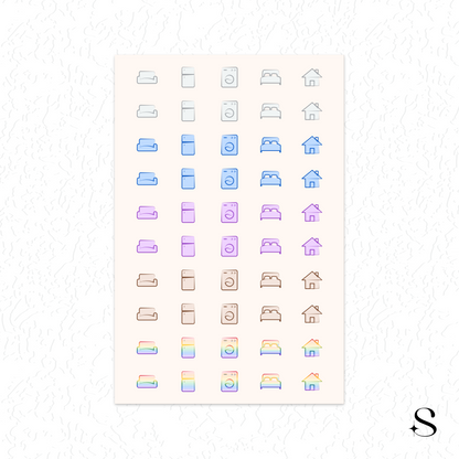 Line Icon Stickers - Home