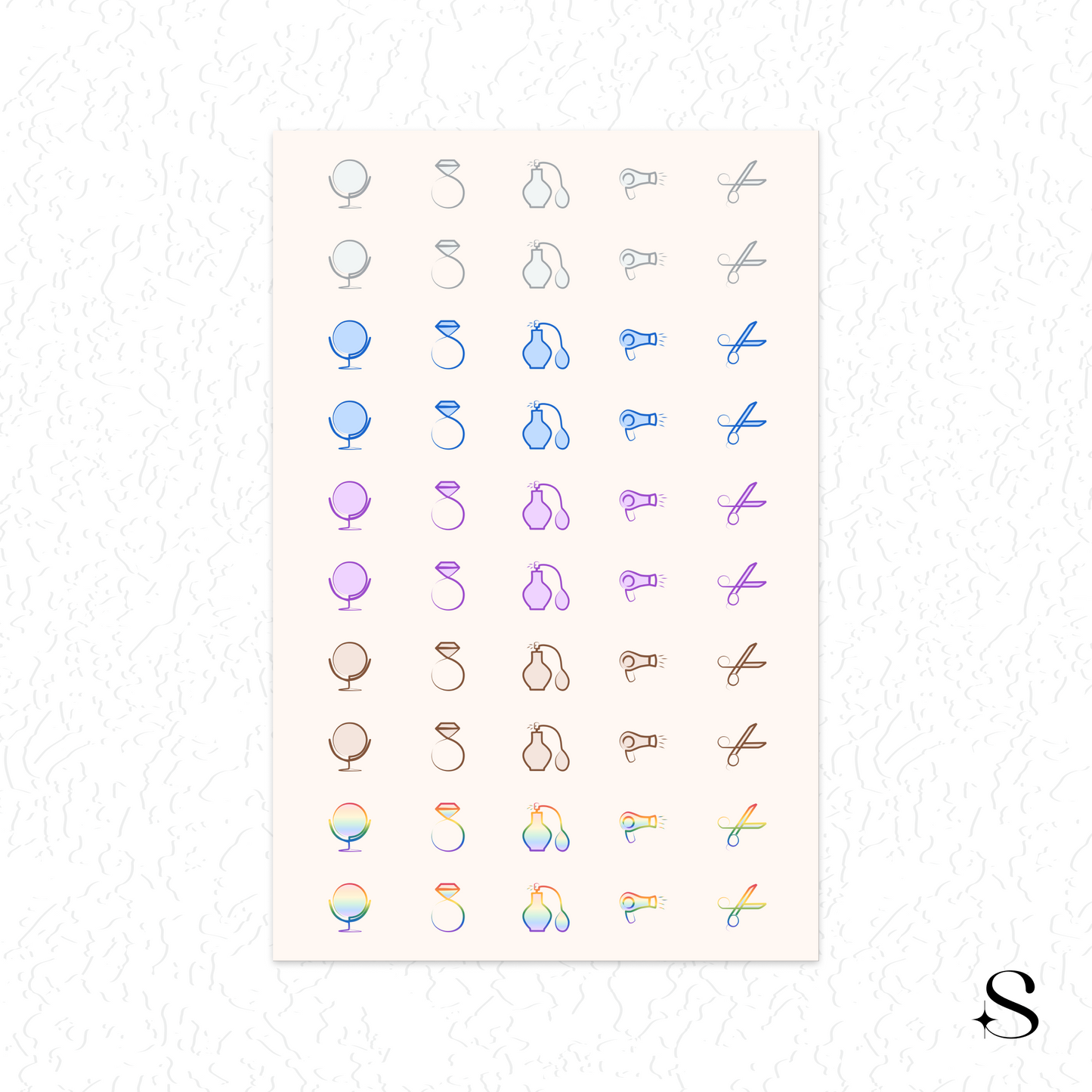 Line Icon Stickers - Makeup Part 2