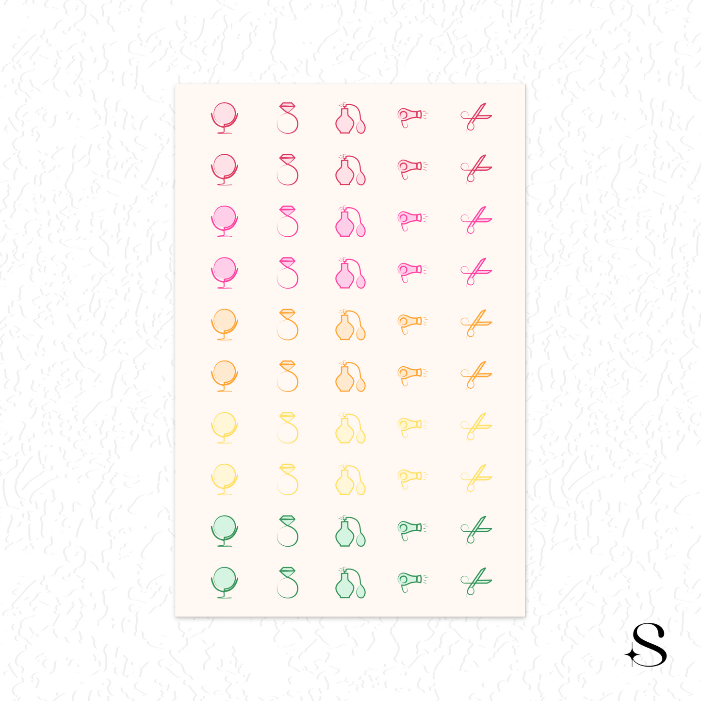 Line Icon Stickers - Makeup Part 2