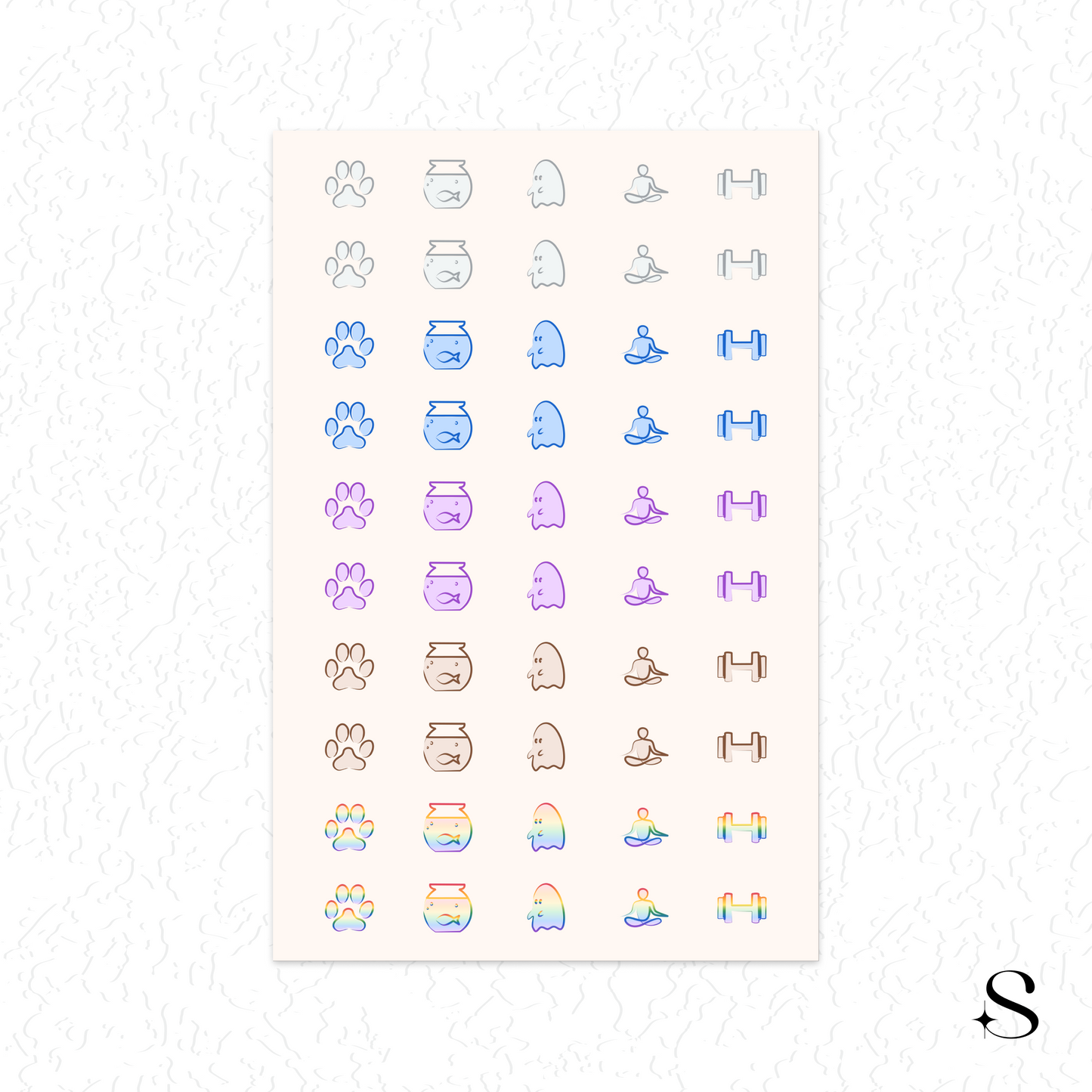 Line Icon Stickers - Fit, pet and ghost