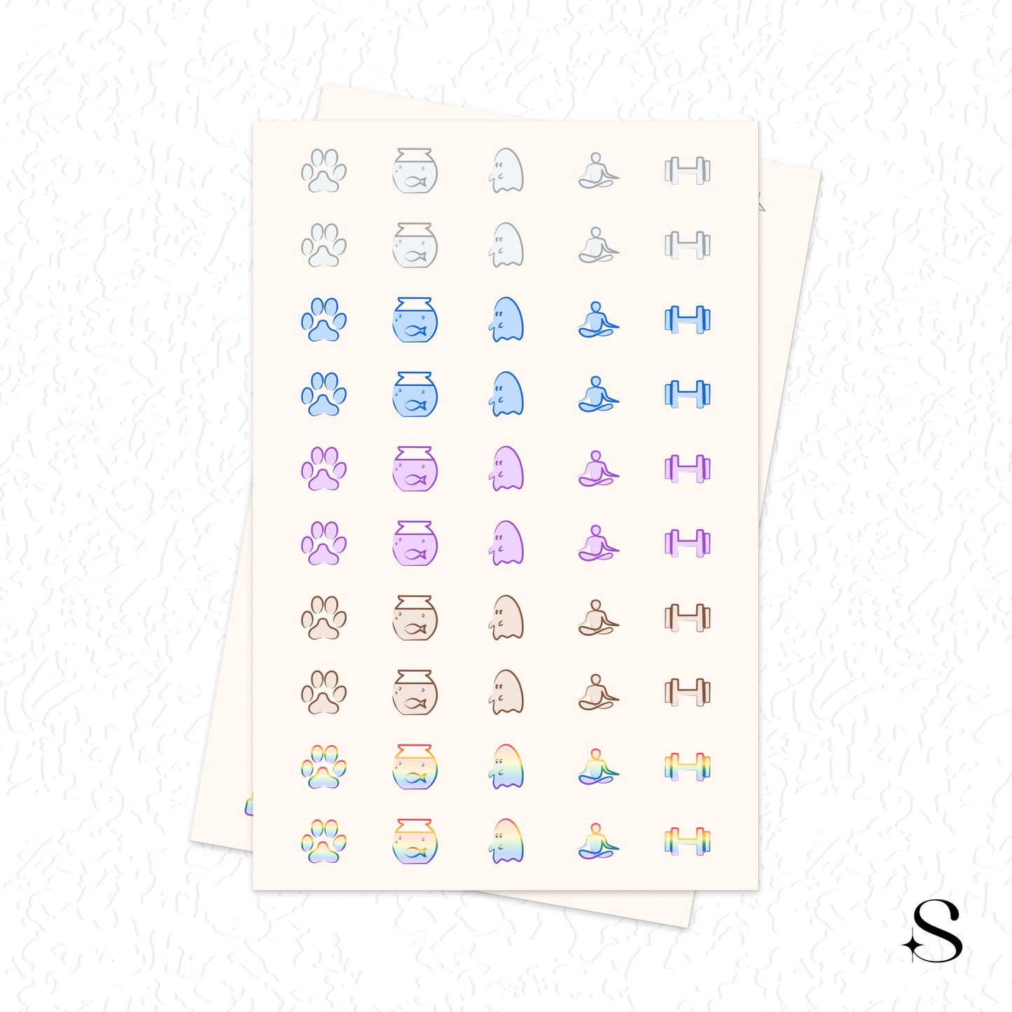 Line Icon Stickers - Fit, pet and ghost