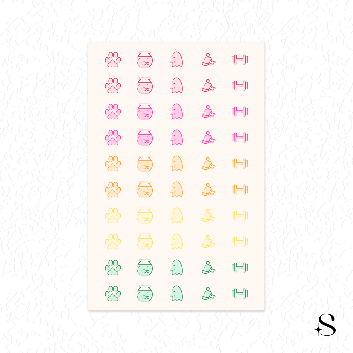 Line Icon Stickers - Fit, pet and ghost