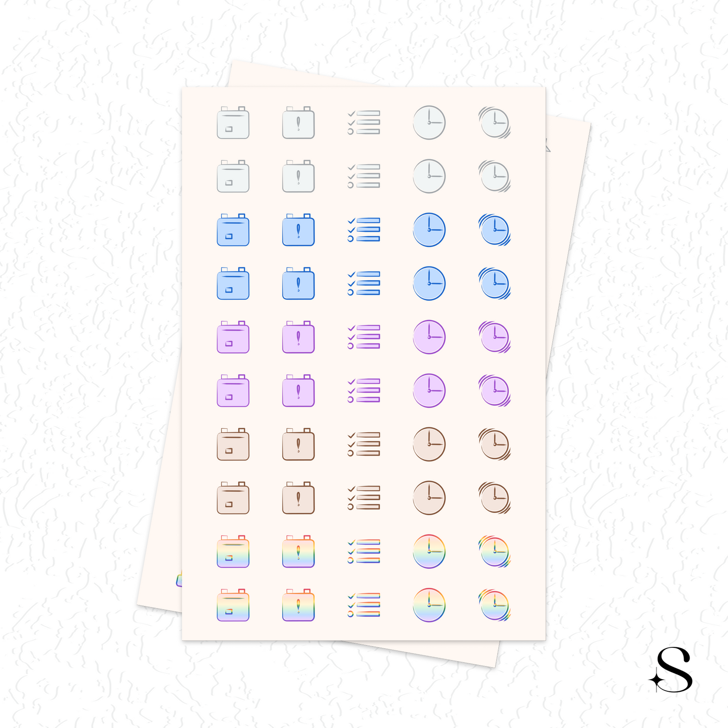 Line Icon Stickers - Schedule