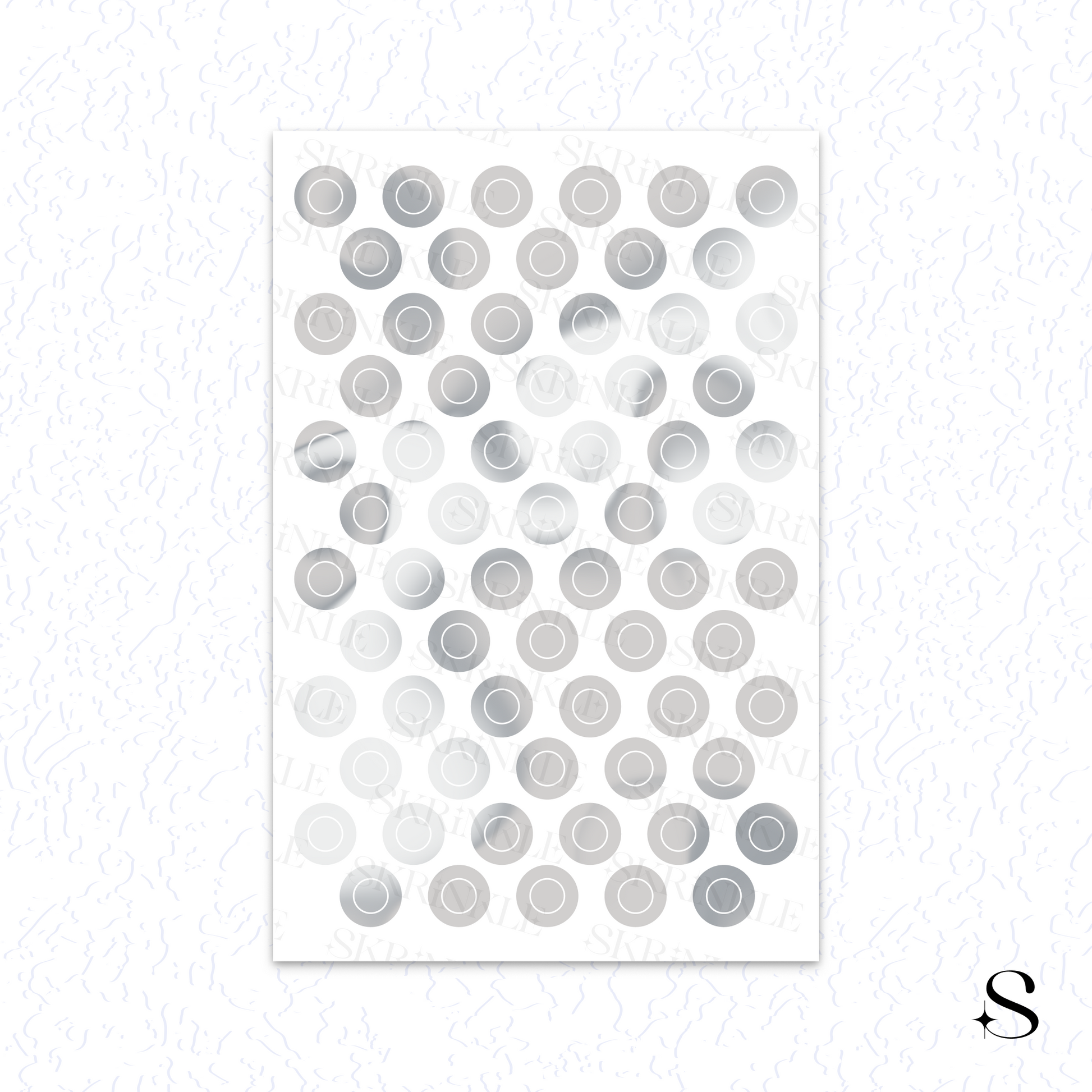 Sheet of gray circle cute journal stickers on a white background