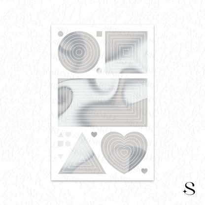 Set of cute journal stickers with geometric shapes on a white background