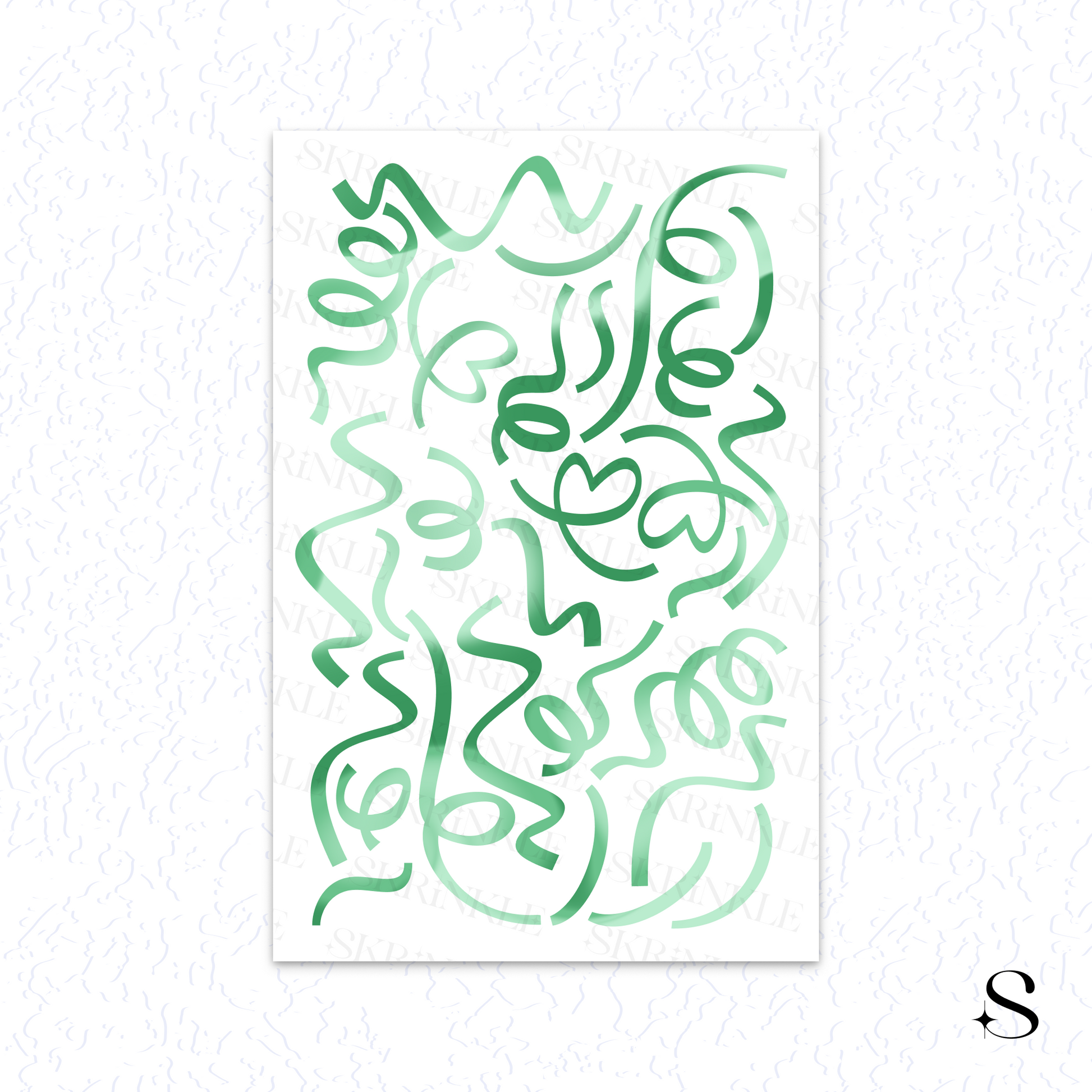 Green abstract cute journal stickers on a white background