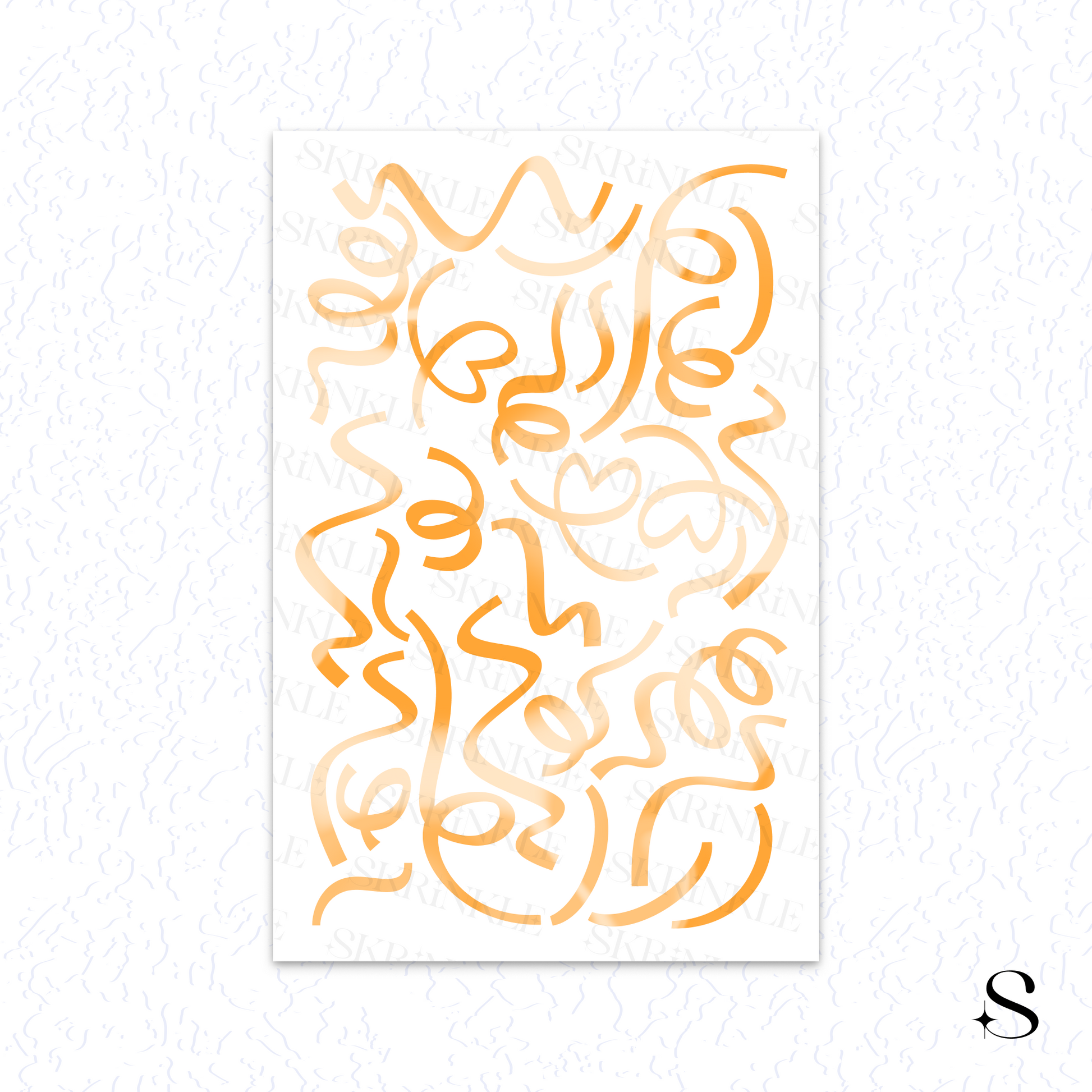 Abstract orange cute journal stickers on a white background