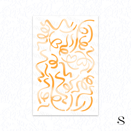 Abstract orange cute journal stickers on a white background