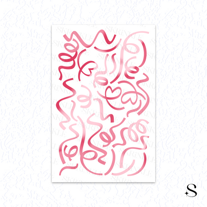 Pink abstract cute journal stickers on a white background