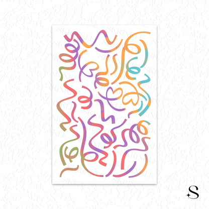 Colorful abstract cute journal stickers on a white background