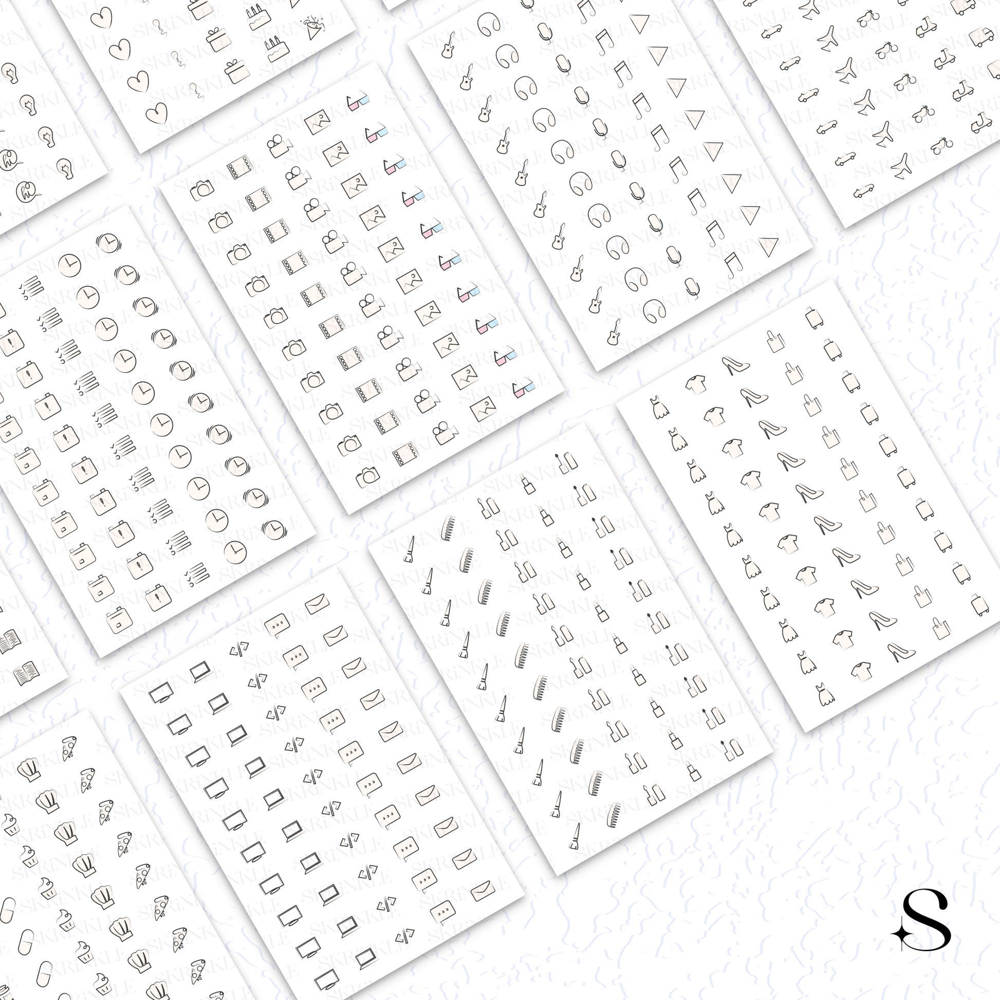  various cute journal stickers on a white background