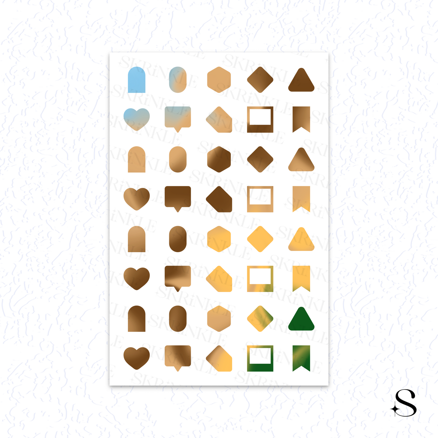 Colorful cute journal stickers on a white background